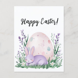 niedlicher schöner Hase mit Blume und für Ostern Postkarte