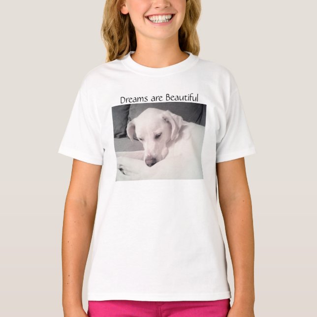 Niedlicher schöner, schlauer weißer Welpenhund trä T-Shirt (Vorderseite)