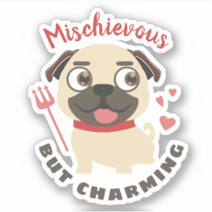 Niedlicher Schoßhund Mops schelmisch charmant pers Aufkleber