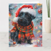 Niedlicher schottischer Terrier in Weihnachtsmannm