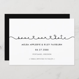 Niedlicher Schriftart mit Verbindungsherzen Rette  Save The Date