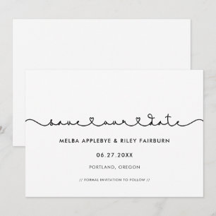 Niedlicher Schriftart mit Verbindungsherzen Rette  Save The Date