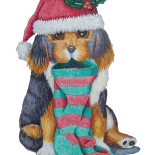 niedlicher, schwarz-brauner Welpe, zu Weihnachten Geschenkanhänger