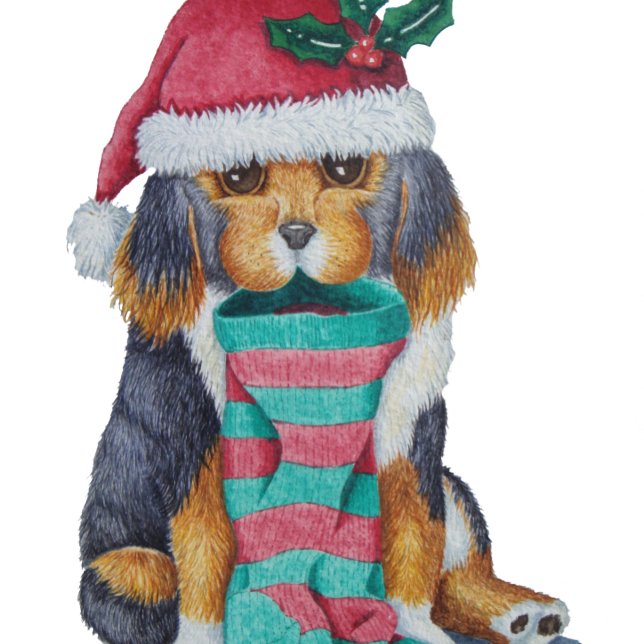 niedlicher, schwarz-brauner Welpe, zu Weihnachten  Geschenkpapier (Von Creator hochgeladen)