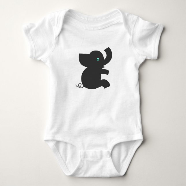 Niedlicher Schwarz-Cartoon-Stil Baby Strampler (Vorderseite)