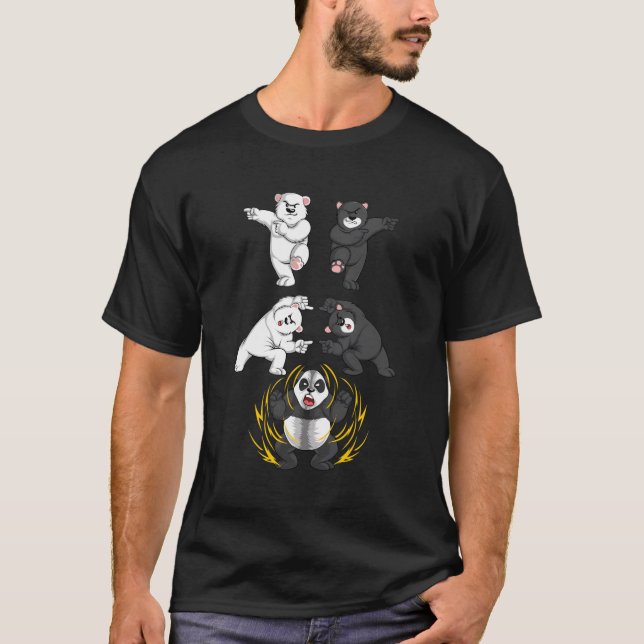 Niedlicher Schwarz-Weiß-Bär in Panda Fusion Funny T-Shirt (Vorderseite)