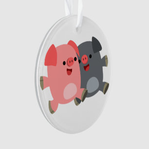 Niedlicher Schwarz-Weiß-Cartoon Schweine Acrylschm Ornament