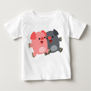 Niedlicher Schwarz-Weiß-Cartoon Schweine Baby T - Baby T-shirt