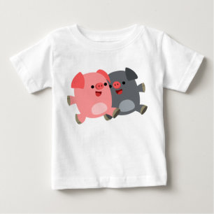 Niedlicher Schwarz-Weiß-Cartoon Schweine Baby T -  T-shirt