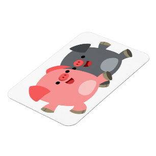 Niedlicher Schwarz-Weiß-Cartoon Schweine Flexible Magnet