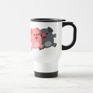 Niedlicher Schwarz-Weiß-Cartoon Schweine Tasse des