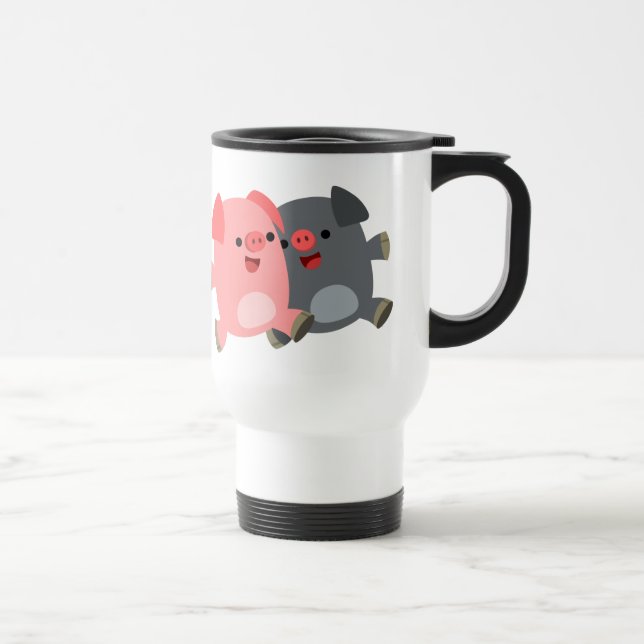 Niedlicher Schwarz-Weiß-Cartoon Schweine Tasse des (Rechts)