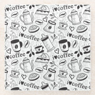Niedlicher Schwarz-Weiß-Kaffee-Liebhaber I-Liebe-K Glasuntersetzer