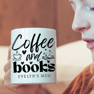 Niedlicher Schwarz-Weiß-Kaffee und Buchliebhaber Tasse