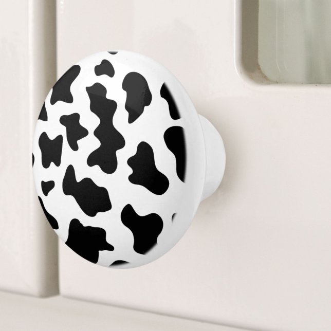 niedlicher Schwarz-Weiß-Kuhdruck Keramikknauf (cute black and white farm dairy cow print ceramic knob)