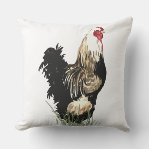 Niedlicher Schwarz-Weiß-Rooster-Hühnervogel Kissen