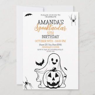 Niedlicher Schwarz-Weiß-Spooky Ghost Pumpkin Gebur Einladung