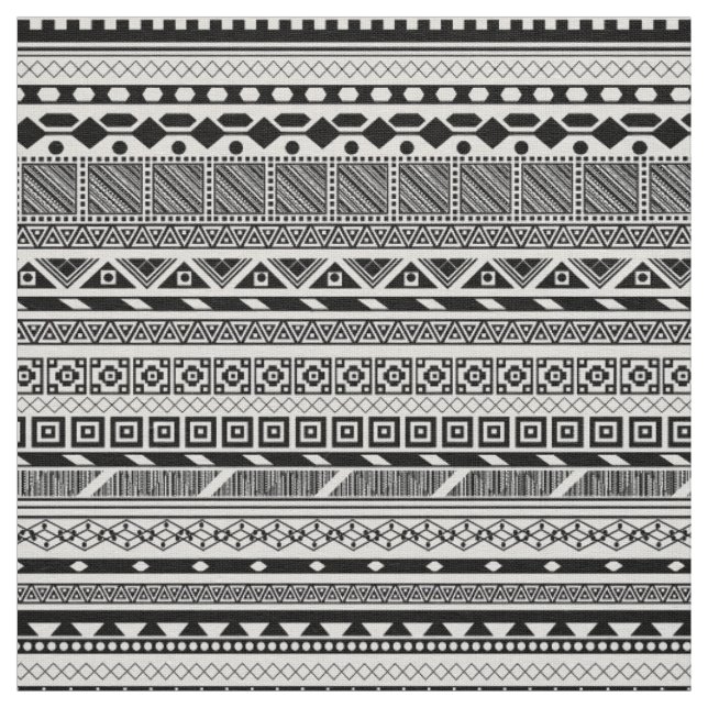 Niedlicher Schwarz-weißer aztekischer Stoff (Muster)
