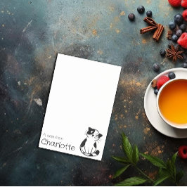 Niedlicher Schwarz-weißer Cartoon Katzenname Post-it Klebezettel