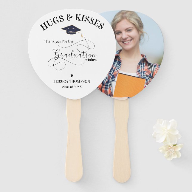 Niedlicher Schwarz-weißer Foto Class Abschluss Vie Fächer (Vorne und Hinten)