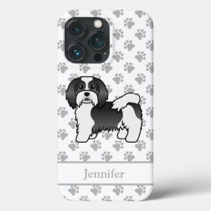 Niedlicher schwarz-weißer Havanese Cartoon Dog & N Case-Mate iPhone Hülle