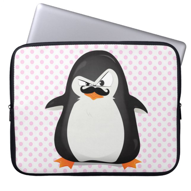 Niedlicher Schwarz-weißer Penguin und lustiger Laptopschutzhülle (Vorderseite)