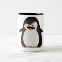 Niedlicher Schwarz-weißer Pinguin und Funny Mustac