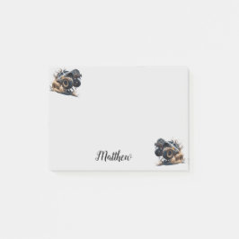 Niedlicher Schwarz-weißer Power Rennen Monster Tru Post-it Klebezettel