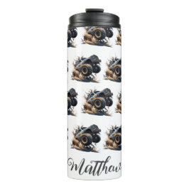 Niedlicher Schwarz-weißer Power Rennen Monster Tru Thermosbecher