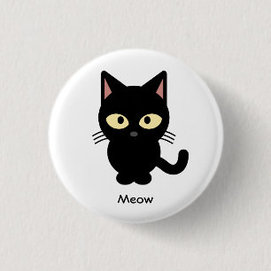 Niedlicher schwarze Katze Meow-Cartoon Button