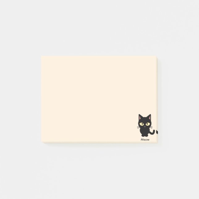 Niedlicher schwarze Katze Meow-Cartoon Post-it Klebezettel (Vorderseite)