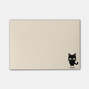 Niedlicher schwarze Katze Meow-Cartoon Post-it Klebezettel