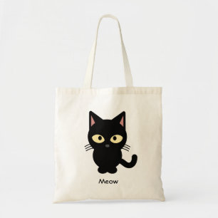 Niedlicher schwarze Katze Meow-Cartoon Tragetasche