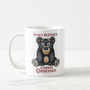 Niedlicher schwarzer Bär, Bärengesegneter Christus Kaffeetasse