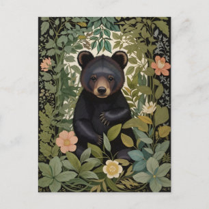 Niedlicher Schwarzer Bär Botanischer Wald Postkarte