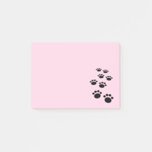 Niedlicher Schwarzer Cartoon Pet Paw Trail Pink Post-it Klebezettel