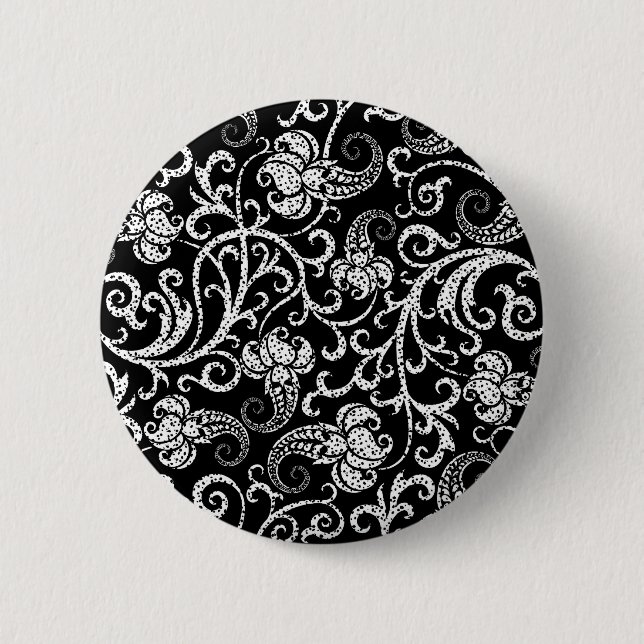 Niedlicher schwarzer dalmatinischer Blume Button (Vorderseite)