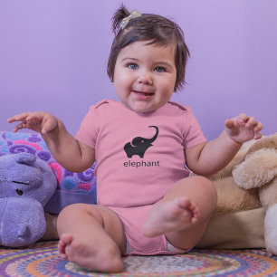 Niedlicher Schwarzer Elefant Gezeichnet Baby Strampler