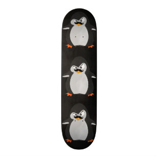 Niedlicher Schwarzer Grauer Angry Pinguin Skateboard