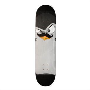 Niedlicher Schwarzer Grauer Angry Pinguin Skateboard