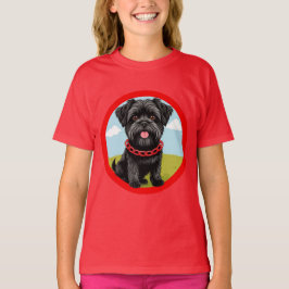 Niedlicher schwarzer Hund mit rotem Kollar im Cart T-Shirt