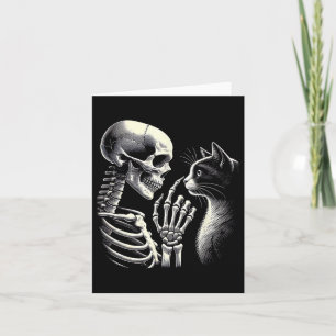 Niedlicher schwarzer Katzenknoten Skelett Hand Fun Karte