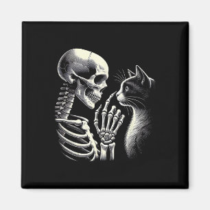 Niedlicher schwarzer Katzenknoten Skelett Hand Fun Magnet