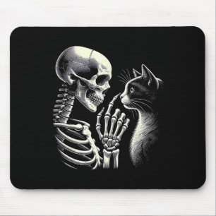 Niedlicher schwarzer Katzenknoten Skelett Hand Fun Mousepad