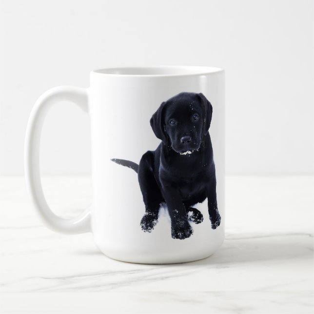 Niedlicher schwarzer Lab Labrador Retriever Dog Tasse (Links)