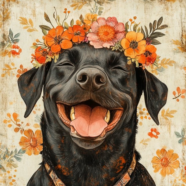 Niedlicher Schwarzer Labrador Retriever Dog Orange (Von Creator hochgeladen)