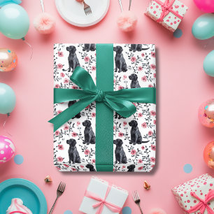 Niedlicher Schwarzer Labrador Retriever Hund Rosa  Seidenpapier