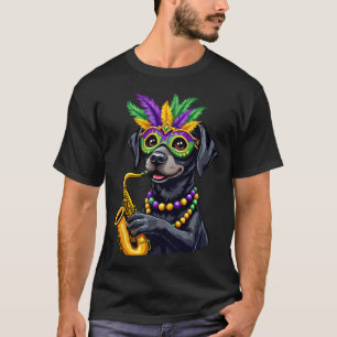 Niedlicher Schwarzer Labrador Retriever Saxophone  T-Shirt