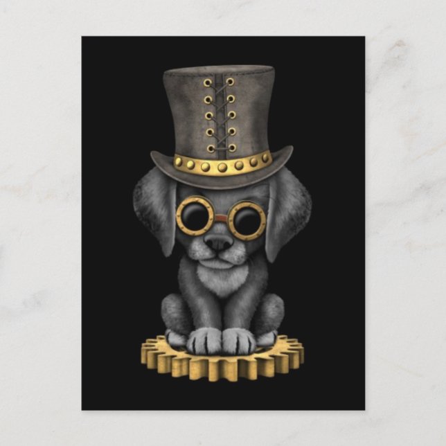 Niedlicher schwarzer Latexhund, schwarz Postkarte (Vorderseite)