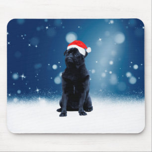 Niedlicher Schwarzer Mops Hund Weihnachten Weihnac Mousepad